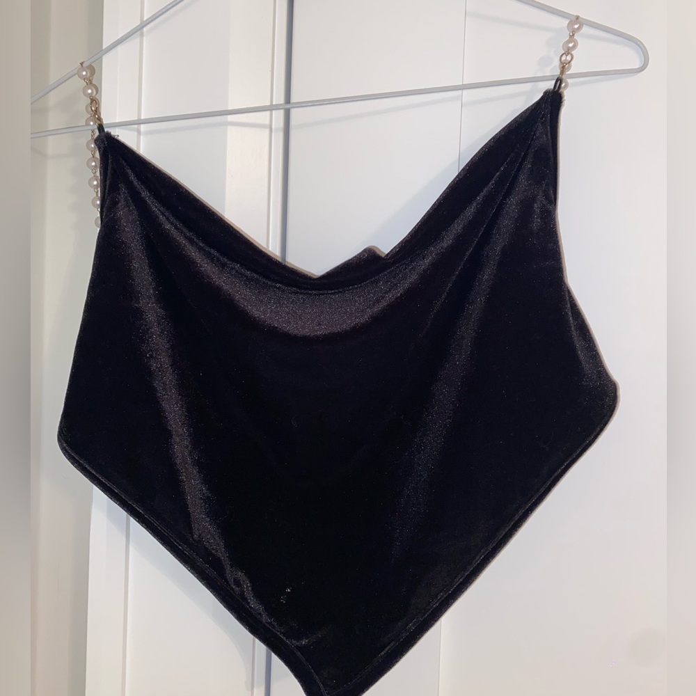 Black Top with Pearl Straps